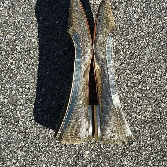 Talbots Gold Bling Slip-on Flats Size 7 1/2 - Picture 5 of 9